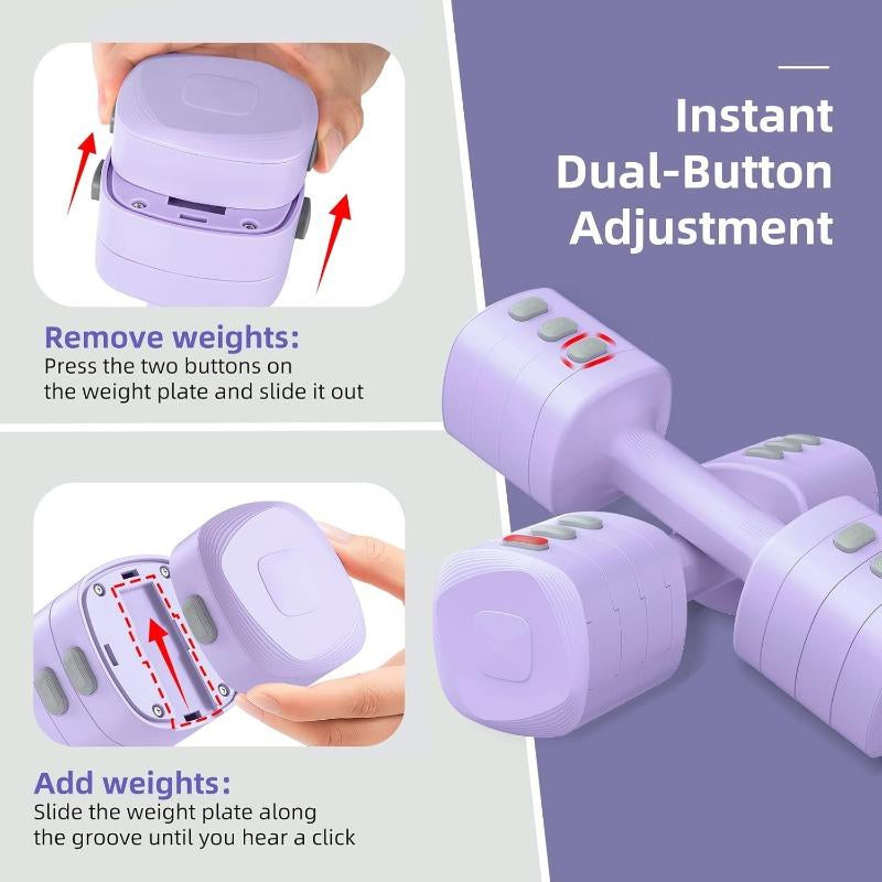 Adjustable Dumbbell Set of 2 4 in 1 Free Weights Dumbbells Set for Women Hand Weights with TPU Soft Rubber Handle for Gym Exercise 2Lb 3Lb 4Lb 5Lb Vibrant Colors Secure Grip