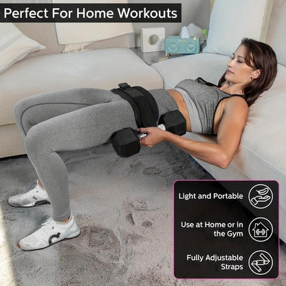 Hip Thrust Adjustable Resistance Weight Belt for Home Workouts, Kettlebell Training & Butt Shaping with Extra Cushioning and Adjustable Resistance Equipment. Resistance Exercise Manual Push-Pull Roller Dumbbell