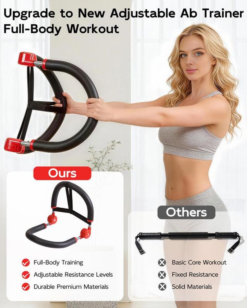 HOPHORSE 10-In-1 AB TRAINER Full Body Workout 3 Resistance Levels 35/44/57 LBS Compact Portable Beginner-Friendly Home & Daily Use