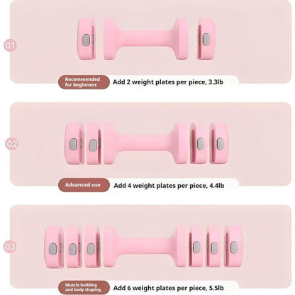 Adjustable Dumbbell Set of 2 4 in 1 Free Weights Dumbbells Set for Women Hand Weights with TPU Soft Rubber Handle for Gym Exercise 2Lb 3Lb 4Lb 5Lb Vibrant Colors Secure Grip