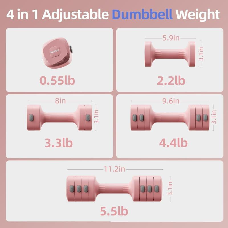 Adjustable Dumbbell Set of 2 4 in 1 Free Weights Dumbbells Set for Women Hand Weights with TPU Soft Rubber Handle for Gym Exercise 2Lb 3Lb 4Lb 5Lb Vibrant Colors Secure Grip